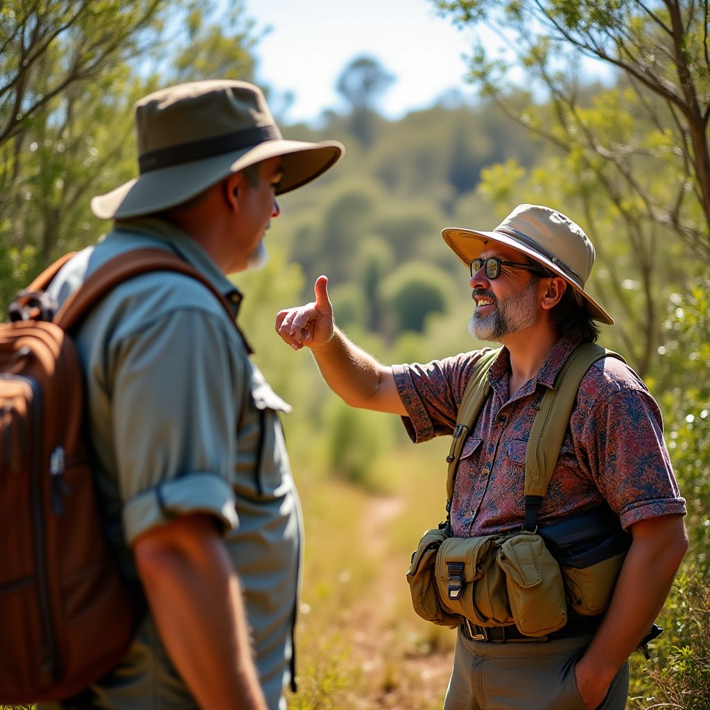 Aboriginal guide teaching about native plants