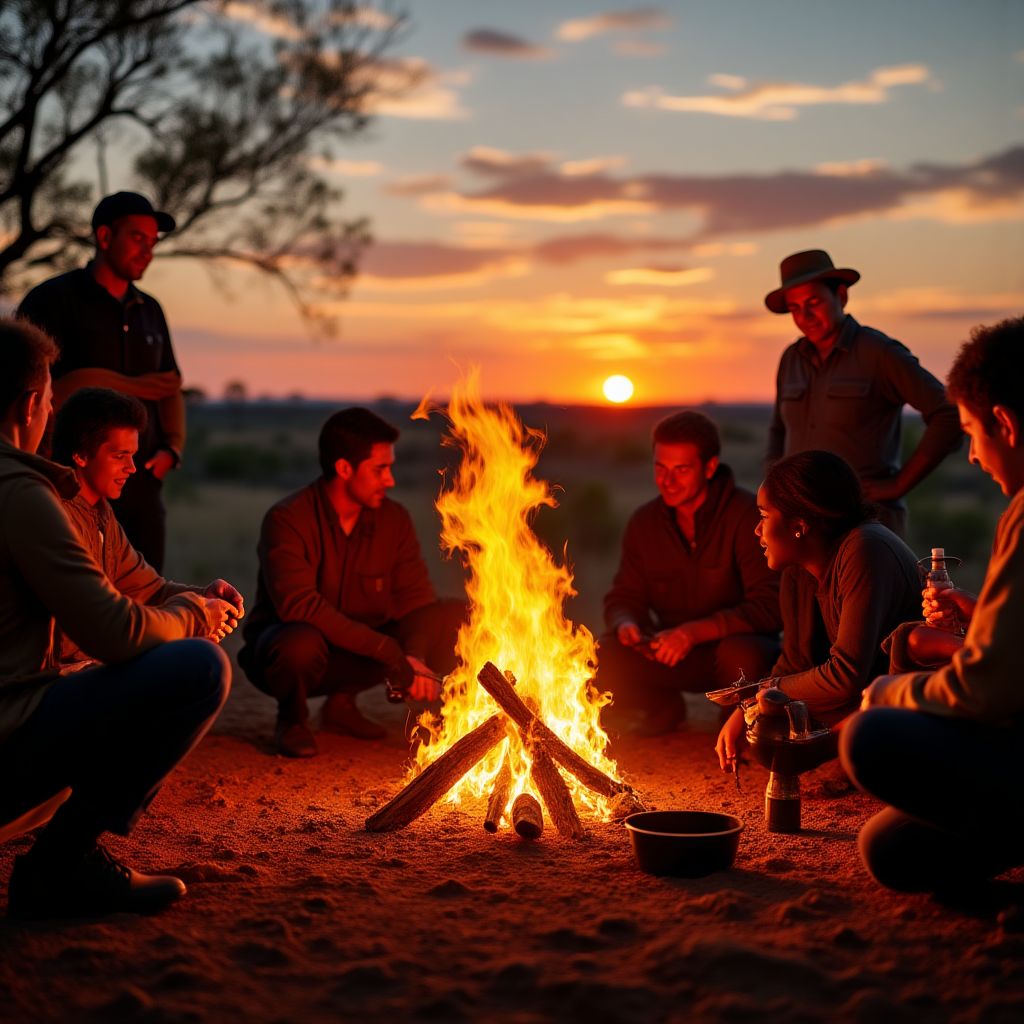 Campfire cooking workshop in the outback